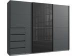 Schwebetürenschrank WIMEX "Bali in den Breiten 180cm, 225cm & 270cm, Schrank mit Glaselement", grau (grafit, glas schwarz, griffe schwarz), B:270cm H:208cm T:64cm, Holzwerkstoff, Schränke, Schwebetürenschrank, Kleiderschrank erhältlich in den Farben; grafit und saharagrau