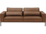 2,5-Sitzer MUSTERRING "JustBPM100, 202 cm breit, aus hochwertigem Leder", brandy, B:202cm H:88cm T:107cm, 100% Leder, Sofas, 2 5-Sitzer, wahlweise mit Nierenkissen und mot. Sitzauszug, Metallfuß in schwarz