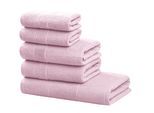 Handtuch Set OTTO HOME "Kimi, Duschtuch, Handtücher und Gästetücher", rosa, 5, Walkfrottee, Walkfrottee, Obermaterial: 100% Baumwolle, Handtuch-Sets, Handtuch Set, 100% Baumwolle, einfarbig, weich, mit Bordüre, besondere Struktur