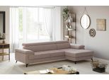Ecksofa COTTA "Astra L-Form, B: 300 cm", rosa (mud), B:300cm T:169cm, 100% Polyester (PES), Sofas, Ecksofa, mit Kopfteilverstellung, optional Bettfunktion & Bettkasten