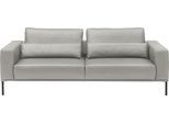 3-Sitzer MUSTERRING "JustBPM100, 242 cm breit, aus hochwertigem Leder", grau (light grau), B:242cm H:88cm T:107cm, 100% Leder, Sofas, 3-Sitzer, XL-Sofa, wahlweise mit Nierenkissen und mot. Sitzauszug, Fuß schwarz