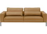 3-Sitzer MUSTERRING "JustBPM100, 222 cm breit, aus hochwertigem Leder", braun (curcuma), B:222cm H:88cm T:107cm, 100% Leder, Sofas, 3-Sitzer, wahlweise mit Nierenkissen und mot. Sitzauszug, Metallfuß in schwarz