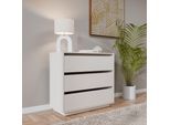 Kommode FORTE "Tahoe Kommode, 3 Schubkästen, grifflos, Stauraum", weiß (sand), B:93,5cm H:86,7cm T:41,4cm, Spanplatte, Sideboards, Kommode, B/H/T 93,5/86,7/41,4 cm viel Stauraum