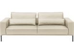 3-Sitzer MUSTERRING "JustBPM100, 242 cm breit, aus hochwertigem Leder", pearl, B:242cm H:88cm T:107cm, 100% Leder, Sofas, 3-Sitzer, XL-Sofa, wahlweise mit Nierenkissen und mot. Sitzauszug, Fuß schwarz