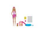 Mattel JBF35 - Barbie - Welpen Pool Party Spielset – Puppe mit Hundepool