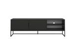 Lowboard Lipp, Schwarz, Metall, 3 Fächer, 176x57x43 cm, Typenauswahl, Beimöbel erhältlich, Wohnzimmer, Wohnwände, Lowboards