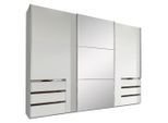 Mid.you Schwebetürenschrank 1787065201, Silber, Weiß, Glas, Holzwerkstoff, 3 Fächer, 6 Schublade(n) Schubladen, 300x216x65 cm, BQ - Bündnis für Qualität, Made in Germany, DIN EN ISO 9001, Schrankfront mit Spiegel, Schlafzimmer, Kleiderschränke, Schwebetürenschränke