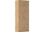 Kleiderschrank RAUCH "Drehtürenschrank Schrank Garderobe Ankleide Schlafzimmer LAGOA", braun (eiche artisan), B:91cm H:235cm T:54cm, Holzwerkstoff, Schränke, Kleiderschrank, moderne Kantengriffe aus Metall, optional mit Aufsatz MADE IN GERMANY