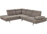 Ecksofa CALIA ITALIA "Toby Wing, B/T: 288/232 cm, Designsofa mit sensationellem Sitzkomfort", grau (sabbia quebec), B:288cm H:90cm T:232cm, Synthetische Faser (100% Polyester), Sofas, Ecksofa, L-Form, Sitztiefenverstellung, funktionale Ecke, Füße in schwarz matt