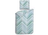 Bettwäsche HECKETT & LANE "Vita", blau, B/L: 135cm x 200cm, 1 Stk., 1 Stk., Flanell, B/L: 80cm x 80cm, 2, Flanell, Obermaterial: 100% Baumwolle, Bettwäsche, Bettwäsche, Streifen Design, 100% Baumwolle ab 135x200 cm.
