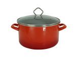 Möbelix , Rot , Glas , 5,5 l , rund , backofengeeignet, kratzfest,mit Dampfablass , Kochen & Essen, Töpfe, Schmortöpfe