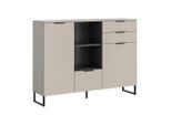 Livetastic , Schwarz, Kaschmir , Holzwerkstoff , 5 Fächer , 2 Schublade(n) Schubladen , 150x112x37 cm , FSC MIX , stehend ,
