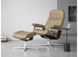 Relaxsessel STRESSLESS "Consul", beige (sand paloma), B:82cm H:102cm T:72cm, Leder PALOMA: PALOMA ist ein durchgefärbtes Semianilin-Möbelleder mit natürlicher Narbung., Sessel, Relaxsessel, mit Cross Base, Größe S, M & L, Holzakzent Braun