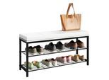 Schuhregal VCM "Metall Holz Sitzbank Schuhregal Schuhbank Taliro", weiß, B:90cm T:30cm, Regale, Schuhregal