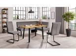 Eckbankgruppe OTTO HOME "Oliver", grau (dunkelgrau (castello 8629), schwarz), B:180cm H:89cm T:140cm, 92% PES, 8% Naylon, Sitzmöbel-Sets, Eckbankgruppe, Eckbank mit Wellenunterfederung im Sitz, Tisch Massiv Eiche