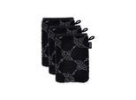 Waschhandschuh JOOP "Waschlappen Doubleface 3er Pack" Gr. S, schwarz (schwarz cornflower), B:16cm, Obermaterial: 100% Baumwolle CO., Handtücher, Waschhandschuh