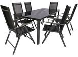 Garten-Essgruppe VCM "7 tlg. Alu Glas Tisch Gartenset Sitzgruppe 189SW", schwarz (anthrazit), B:189cm T:90cm, Obermaterial: 100% Metall MT., Sitzmöbel-Sets, Garten-Essgruppe