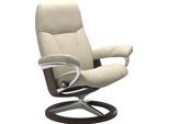 Relaxsessel STRESSLESS "Consul", beige (cream batick), B:91cm H:102cm T:79cm, Leder BATICK: BATICK ist ein leicht korrigiertes, durchgefärbtes und genarbtes Möbelleder, bei dem die meisten Unebenheiten und Spuren in der Regel entfernt wurden.;Leder PALOMA: PALOMA ist ein durchgefärbtes Semianilin-Möbelleder mit natürlicher Narbung.;ROHLEDER Stoff Q2 FARON: Ein fester zuverlässiger Bouclé mit einem