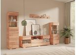 Wohnwand OTTO HOME "VETRO: besteht aus 2 Vitrinen, 1 Lowboard & 1 Wandregal, Wohnzimmer.", kernbuchefarben, Kastenmöbel-Sets, Wohnwand, Breite:280cm,Türen aus Massivholz mit Glaseinsätzen,Korpus aus Melamin