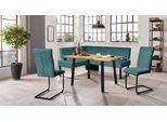 Eckbankgruppe OTTO HOME "Oliver", blau (blau (castello 8631), schwarz), B:220cm H:89cm T:160cm, 92% PES, 8% Naylon, Sitzmöbel-Sets, Eckbankgruppe, Eckbank mit Wellenunterfederung im Sitz, Tisch Massiv Eiche