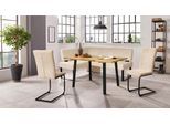 Eckbankgruppe OTTO HOME "Oliver", weiß (beige (castello 8622), schwarz), B:200cm H:89cm T:160cm, 92% PES, 8% Naylon, Sitzmöbel-Sets, Eckbankgruppe, Eckbank mit Wellenunterfederung im Sitz, Tisch Massiv Eiche