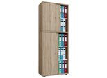 Aktenschrank VCM "Büroschrank Aktenschrank Schiebetüren Lona 5fach", braun (sonoma, eiche (sägerau)), B:70cm T:37cm, Obermaterial: 100% Holz Wood., Schränke, Aktenschrank
