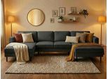 Wohnlandschaft HOME AFFAIRE "Booster II, whlw. mit Schlaffunktion & Bettkasten, Fuß schwarz", grau (anthrazit), B:305cm H:83cm T:161cm, 92% Polyester, 5% Polyamid, Sofas, Wohnlandschaft, Sofa in U-Form, Breite 305 cm, in Cord oder Struktur LEO o. LINO