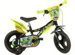Kinderfahrrad DINO BIKES "12" Dinosaurier Kinderfahrrad stabiler Stahl-Rahmen Stützräder" Gr. 21, schwarz, Fahrräder, Kinder, 21cm, 12 Zoll (30,48cm), Kinderfahrrad, mit Stützrädern, Frontschild und coolen Schutzblechen