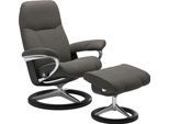 Relaxsessel STRESSLESS "Consul", grau (metal grau paloma), B:78cm H:97cm T:70cm, Leder BATICK: BATICK ist ein leicht korrigiertes, durchgefärbtes und genarbtes Möbelleder, bei dem die meisten Unebenheiten und Spuren in der Regel entfernt wurden.;Leder PALOMA: PALOMA ist ein durchgefärbtes Semianilin-Möbelleder mit natürlicher Narbung.;ROHLEDER Stoff Q2 FARON: Ein fester zuverlässiger Bouclé mit ei
