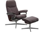 Relaxsessel STRESSLESS "Consul", rot (bordeaux paloma), B:82cm H:102cm T:72cm, Sessel, Relaxsessel, mit Cross Base, Größe S, M & L, Holzakzent Braun