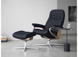 Relaxsessel STRESSLESS "Consul", blau (shadow blau paloma), B:91cm H:102cm T:79cm, Leder PALOMA: PALOMA ist ein durchgefärbtes Semianilin-Möbelleder mit natürlicher Narbung., Sessel, Relaxsessel, mit Cross Base, Größe S, M & L, Holzakzent Eiche, in 2 Bezugsqualitäten lieferbar