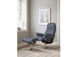 Relaxsessel STRESSLESS "Sunrise", blau (sparrow blau paloma), B:92cm H:105cm T:80cm, Leder PALOMA: PALOMA ist ein durchgefärbtes Semianilin-Möbelleder mit natürlicher Narbung., Sessel, Relaxsessel, mit Cross Base, Größe S, M & L, Holzakzent Braun