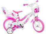 Kinderfahrrad DINO BIKES "12" Flappy Kinderfahrrad Mädchen stabiler Stahl-Rahmen Stützräder", pink, Fahrräder, Kinder, 22cm, 12 Zoll (30,48cm), Kinderfahrrad, mit Stützrädern, Korb und Puppensitz