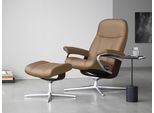 Relaxsessel STRESSLESS "Consul", braun (almond paloma), B:82cm H:102cm T:72cm, Leder PALOMA: PALOMA ist ein durchgefärbtes Semianilin-Möbelleder mit natürlicher Narbung., Sessel, Relaxsessel, mit Cross Base, Größe S, M & L, Holzakzent Braun