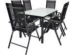 Garten-Essgruppe VCM "7 tlg. Gartenset Sitzgruppe Tisch Stühle 140 MA", schwarz (anthrazit), B:140cm T:80cm, Obermaterial: 100% Metall MT., Sitzmöbel-Sets, Garten-Essgruppe