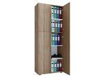 Aktenschrank VCM "Büroschrank Bücher Ordner Aktenschrank Lona 5fach", braun (sonoma, eiche (sägerau)), B:70cm T:40cm, Obermaterial: 100% Holz Wood., Schränke, Aktenschrank