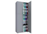 Aktenschrank VCM "Büroschrank Bücher Ordner Aktenschrank Lona 5fach", grau, B:70cm T:40cm, Obermaterial: 100% Holz Wood., Schränke, Aktenschrank