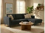 Ecksofa HOME AFFAIRE "Booster II, whlw. mit Schlaffunktion & Bettkasten, Fuß schwarz", anthrazit, B:232cm H:83cm T:161cm, 92% Polyester, 5% Polyamid, Sofas, Ecksofa, Recamiere beidseitig montierbar,L-Form, in Cord & Struktur LEO o. LINO