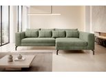 Ecksofa HOME AFFAIRE "Cross, mit softem Sitz, L-Form, wendbare Zierkissen, Breite 284 cm", grün (mayfly), B:284cm H:82cm T:172cm, 88% PES; 12% Nylon, Sofas, Ecksofa, Couch mit vielen Kissen, stylische Kreuznaht, elegante Metallfüße
