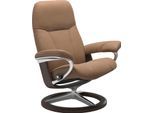 Relaxsessel STRESSLESS "Consul", braun (latte batick), B:91cm H:102cm T:79cm, Leder BATICK: BATICK ist ein leicht korrigiertes, durchgefärbtes und genarbtes Möbelleder, bei dem die meisten Unebenheiten und Spuren in der Regel entfernt wurden.;Leder PALOMA: PALOMA ist ein durchgefärbtes Semianilin-Möbelleder mit natürlicher Narbung.;ROHLEDER Stoff Q2 FARON: Ein fester zuverlässiger Bouclé mit einem