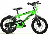 Kinderfahrrad DINO BIKES "16" R 88 Kinderfahrrad Jungen stabiler Rahmen Stützräder 4-7 Jahre" Gr. 25, grün, Fahrräder, Kinder, 25cm, 14 Zoll (35,56cm), Kinderfahrrad, mit Stützrädern und Frontschild
