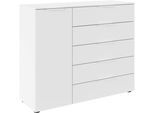 Kommode "Kommode Sideboard Schubladen Türenkommode SERINA eleganter Eyecatcher", weiß (alpinweiß), B:120cm H:100cm T:42cm, Holzwerkstoff, LEGER HOME BY LENA GERCKE, Sideboards, Kommode, mit 5 Schubkästen und 1 Tür sowie Metallgriffen MADE IN GERMANY