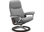 Relaxsessel STRESSLESS "Consul", grau (wild dove batick), B:91cm H:102cm T:79cm, Leder BATICK: BATICK ist ein leicht korrigiertes, durchgefärbtes und genarbtes Möbelleder, bei dem die meisten Unebenheiten und Spuren in der Regel entfernt wurden.;Leder PALOMA: PALOMA ist ein durchgefärbtes Semianilin-Möbelleder mit natürlicher Narbung.;ROHLEDER Stoff Q2 FARON: Ein fester zuverlässiger Bouclé mit ei