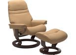 Relaxsessel STRESSLESS "Sunrise", beige (sand paloma), B:75cm H:100cm T:73cm, Leder BATICK: BATICK ist ein leicht korrigiertes, durchgefärbtes und genarbtes Möbelleder, bei dem die meisten Unebenheiten und Spuren in der Regel entfernt wurden.;Leder PALOMA: PALOMA ist ein durchgefärbtes Semianilin-Möbelleder mit natürlicher Narbung.;ROHLEDER Stoff Q2 FARON: Ein fester zuverlässiger Bouclé mit einem