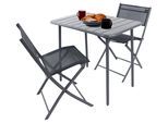 Garten-Essgruppe VCM "3 tlg. Bistroset Balkonset Gartenset Metall Sumila", schwarz, B:80cm T:55cm, Obermaterial: 80% Textilmaterial TEXMAT. 20% Metall MT., Sitzmöbel-Sets, Garten-Essgruppe