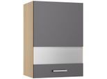 Hängeschrank KOCHSTATION "KS-Lucy", grau (anthrazit, eiche hell), B:50cm H:70,4cm T:34,6cm, Schränke, Hängeschrank, Breite 50 cm, mit 1 Segmentglastür, 2 Einlegeböden, Soft-Close