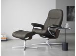Relaxsessel STRESSLESS "Consul", grau (metal grau paloma), B:82cm H:102cm T:72cm, Leder PALOMA: PALOMA ist ein durchgefärbtes Semianilin-Möbelleder mit natürlicher Narbung., Sessel, Relaxsessel, mit Cross Base, Größe S, M & L, Holzakzent Wenge