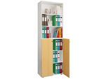 Aktenschrank VCM "Büroschrank Regal Ordner Aktenschrank Lona 6fach", braun (weiß, buche), B:70cm T:40cm, Obermaterial: 100% Holz Wood., Schränke, Aktenschrank
