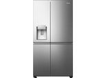 HISENSE Side-by-Side "RS818N4T", Energieeffizienz: C, silber (inox), Linksanschlag, Kühlschränke, MetalCooling, No Frost Plus, mit Wassertank, Wifi, Side-by-Side