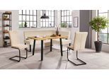Eckbankgruppe OTTO HOME "Oliver", weiß (beige (castello 8622), schwarz), B:220cm H:89cm T:160cm, 92% PES, 8% Naylon, Sitzmöbel-Sets, Eckbankgruppe, Eckbank mit Wellenunterfederung im Sitz, Tisch Massiv Eiche